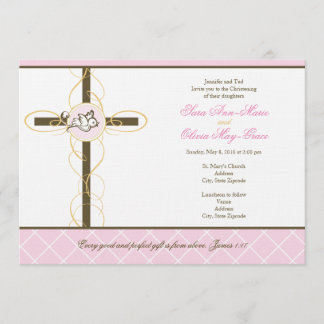 Twin Girls Christening/Taufe Einladung