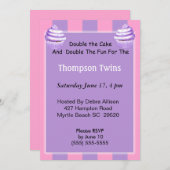 Twin Girls Cupcake zum Geburtstag Einladung (Vorne/Hinten)