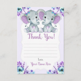 Twin Girls Dankeschön Karten mit Elefanten-Blume