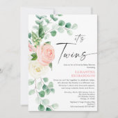 Twin Girls Drive by baby dusche rosa grüne Einladung (Vorderseite)