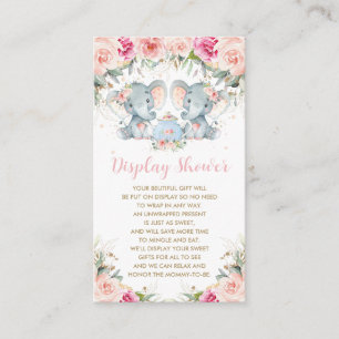 Twin Girls Elephant Pink Floral Tee Display Dusche Begleitkarte