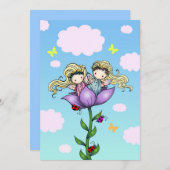 Twin Girls Fairy Geburtstagsparty Einladungen (Vorne/Hinten)