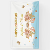Twin Girls' Fairy Mermaid Birthday Banner (Vertikal)