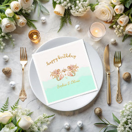 Twin Girls' Fairy Mermaid Birthday Serviette