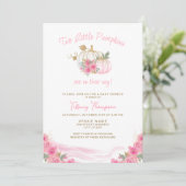 Twin Girls Fall Little Pumpkins Baby Dusche Einladung (Stehend Vorderseite)