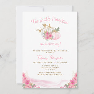 Twin Girls Fall Little Pumpkins Baby Dusche Einladung
