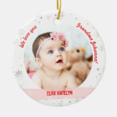 Twin Girls Foto Oma Niedlich First Christmas Baby Keramik Ornament (Vorne)