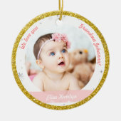 Twin Girls Foto Oma Niedlich First Christmas Baby Keramik Ornament (Vorne)