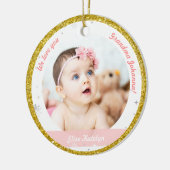Twin Girls Foto Oma Niedlich First Christmas Baby Keramik Ornament (Links)