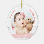 Twin Girls Foto Opa Niedlich Erstes Weihnachtskind Keramik Ornament (Links)