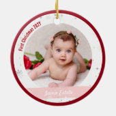 Twin Girls Fotos Uncle Niedlich First Christmas Ba Keramik Ornament (Hinten)