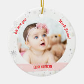 Twin Girls Fotos Uncle Niedlich First Christmas Ba Keramik Ornament (Vorne)