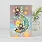 Twin Girls Geburtstagsparty Einladung Feries (Stehend Vorderseite)