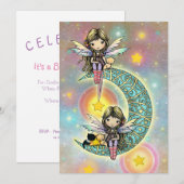 Twin Girls Geburtstagsparty Einladung Feries (Vorne/Hinten)