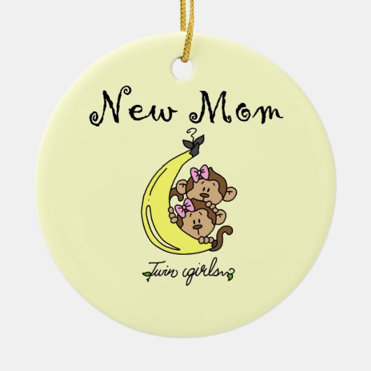 Twin Girls Junge Mutter Geschenke Keramikornament (Vorne)