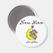 Twin Girls Junge Mutter T - Shirt und Geschenke Magnet (Vorderseite/Rückseite)