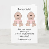 Twin Girls Neue Geborene Babykarte Karte (Vorderseite)