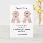 Twin Girls Neue Geborene Babykarte Karte (Gelbe Blume)