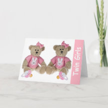 Twin Girls - New Babies Greetings Card