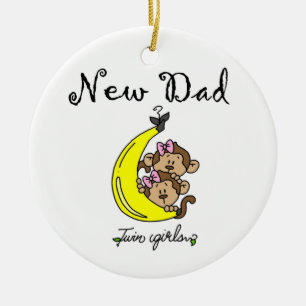 Twin Girls New Dad Geschenke Keramik Ornament