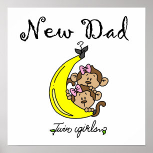 Twin Girls New Dad Geschenke Poster