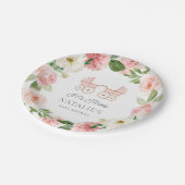 Twin Girls Pink Blumenspulendusche Papierplatte Pappteller (Schrägansicht)
