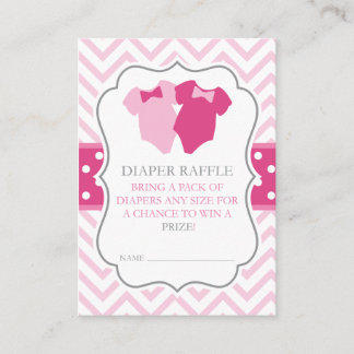 Twin Girls Pink Bodysuit Diaper Raffel Ticket Begleitkarte