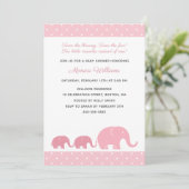 Twin Girls Pink Elephant Baby Shower Einladungen (Stehend Vorderseite)
