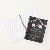 Twin Girls Pink Elephants Baby Shower Gästebuch | Notizblock (Innenseite)