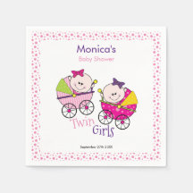 Twin Girls Pink Polka Dots Baby Dusche Napkin