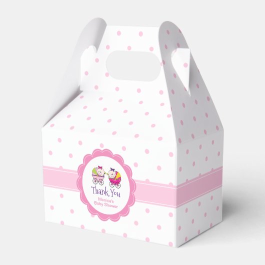 Twin Girls Pink Polka Dots Baby Showbox Geschenkschachtel (Vorderseite)