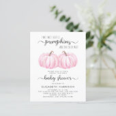 Twin Girls Pink Pumpkin Baby Dusche Einladung (Stehend Vorderseite)
