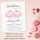 Twin Girls Pink Pumpkin Baby Sprinkle Einladung
