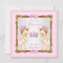 Twin Girls Princess Baby Dusche Gold Pink Blonde Einladung