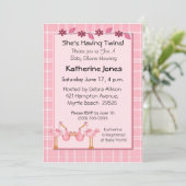 Twin Girls Shower Einladung (Stehend Vorderseite)