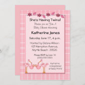 Twin Girls Shower Einladung (Vorne/Hinten)