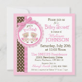 Twin Girls Teddy Bears Tutus Babydusche Einladung (Rückseite)