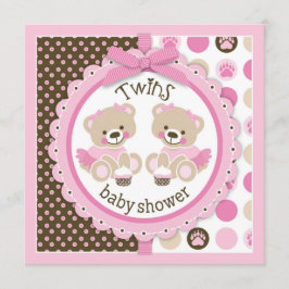 Twin Girls Teddy Bears Tutus Babydusche Einladung