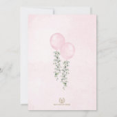 Twin Girls Watercolor Pink Balloons Babydusche Einladung (Rückseite)