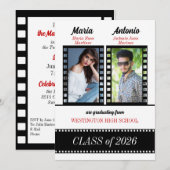 Twin Graduate Classic Film Red 2023 Einladung (Vorne/Hinten)