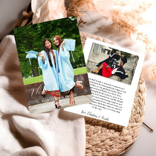 Twin Graduate Foto Abschluss Danke Karte