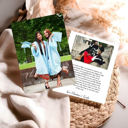 Twin Graduate Foto Abschluss Danke Karte