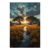 Twin Guardians – Golden Meadow Sunset Poster (Vorderseite)