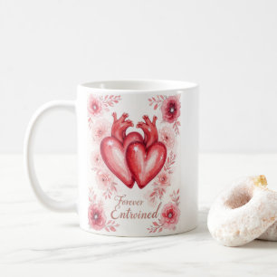 Twin Hearts Forever Enchanted Floral Kaffeetasse