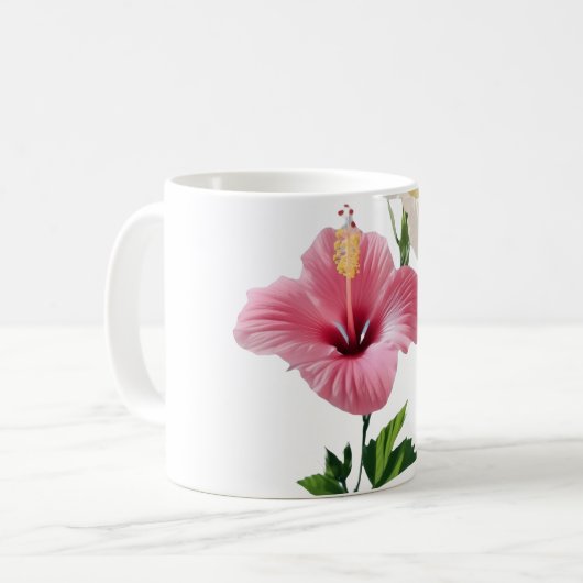 Twin Hibiscus Elegance Blush & Ivory Bloom Harmony Kaffeetasse (Vorderseite Links)