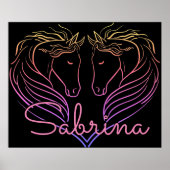 Twin Horse Head Heart Personalized Poster (Vorne)