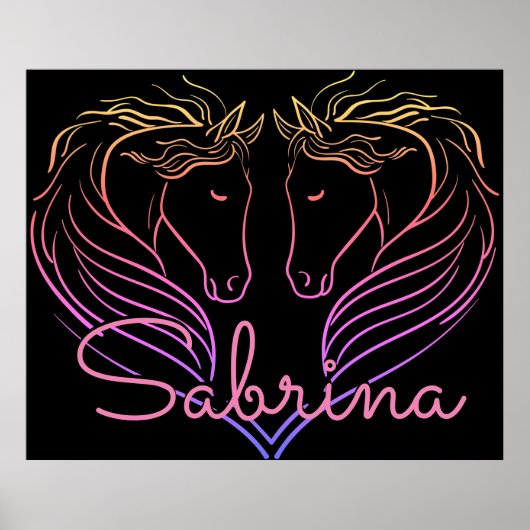 Twin Horse Head Heart Personalized Poster (Vorne)
