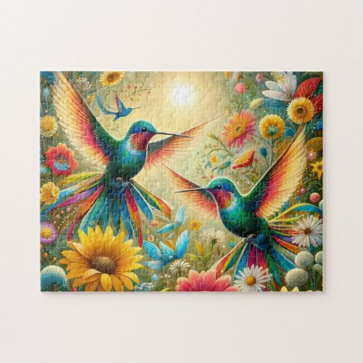 Twin Hummingbirds Sun Puzzle (Horizontal)