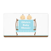 Twin in Blue Crib Water Flasche Etikett (Vorne)