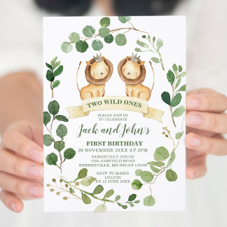 Twin Jungle WILD Ones Animal Einladungen